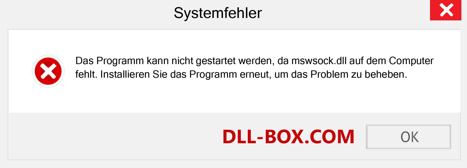 mswsock.dll-Datei fehlt?. Download für Windows 7, 8, 10 - Fix mswsock dll Missing Error unter Windows, Fotos, Bildern